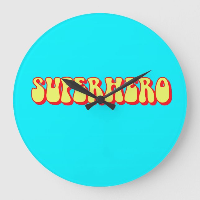 Retro-Superheld Große Wanduhr (Vorderseite)