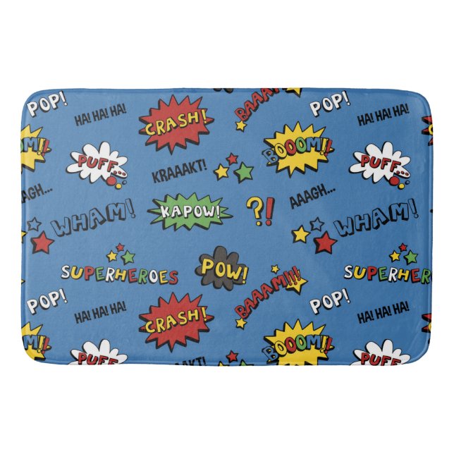 Retro-Superhelden-Kinder-Muster Badematte (Vorderseite)