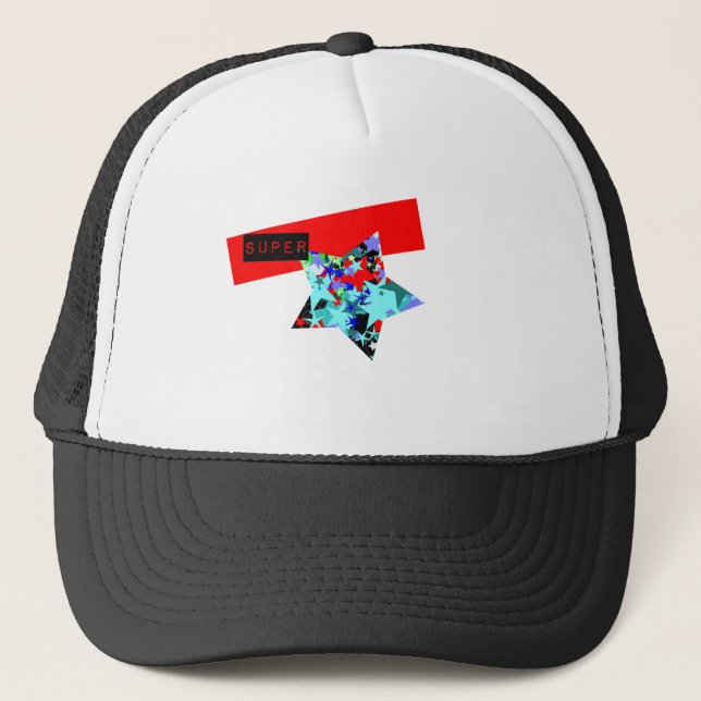 Retro Superstar am Tag-Glo Truckerkappe (Vorderseite)