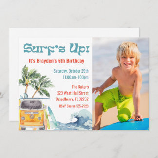 Retro Surf Geburtstagsparty Einladungen Foto