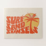 Retro Surf Sand Sunsets Palm Tree Beach Vibes Puzzle<br><div class="desc">Retro Surf Sand Sunsets Palm Tree Beach Vibes T - Shirt ist die perfekte Ergänzung zu Ihrem Sommerschrank. Egal, ob Sie die Wellen treffen oder einfach nur auf dem Sand sitzen, dieser Tee hat Sie überdacht. Lass’s Mach dich bereit für einen Sommer voller Surf, Sand und unvergessliche Sonnenuntergänge.</div>