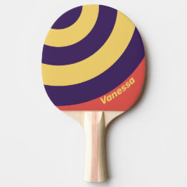 Retro-Surf-Sonnenuntergang-Kreisstreifen mit Namen Tischtennis Schläger