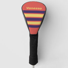 Retro-Surf-Sonnenuntergang mit Streifen und Namen Golf Headcover