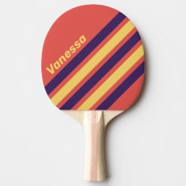 Retro-Surf-Sonnenuntergang Schrägstreifen mit Name Tischtennis Schläger