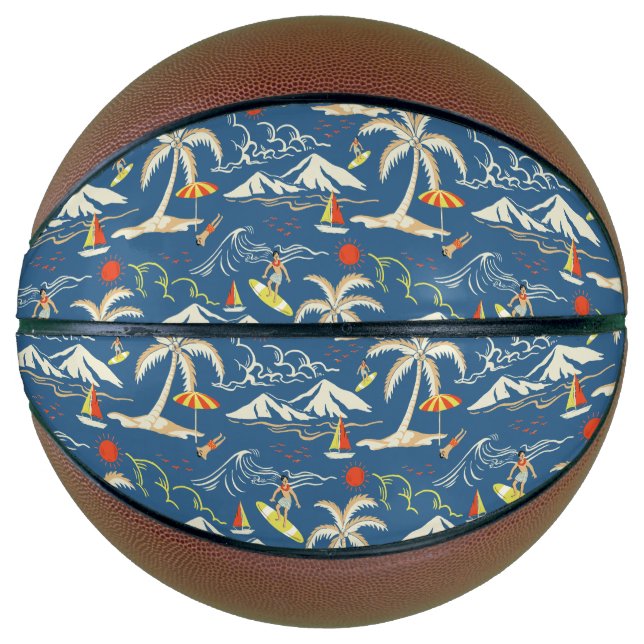 Retro Surf Tropical Pattern Basketball (Vorderseite)