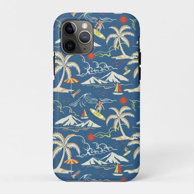 Retro Surf Tropical Pattern Case-Mate iPhone Hülle (Rückseite)