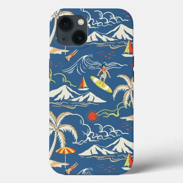 Retro Surf Tropical Pattern Case-Mate iPhone Hülle (Rückseite)