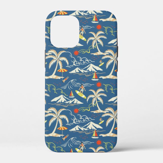 Retro Surf Tropical Pattern Case-Mate iPhone Hülle (Rückseite)