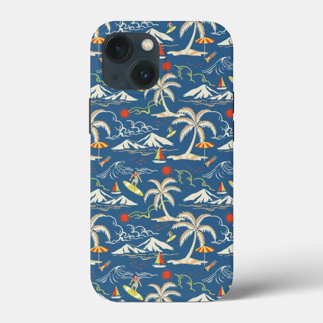 Retro Surf Tropical Pattern Case-Mate iPhone Hülle (Rückseite)