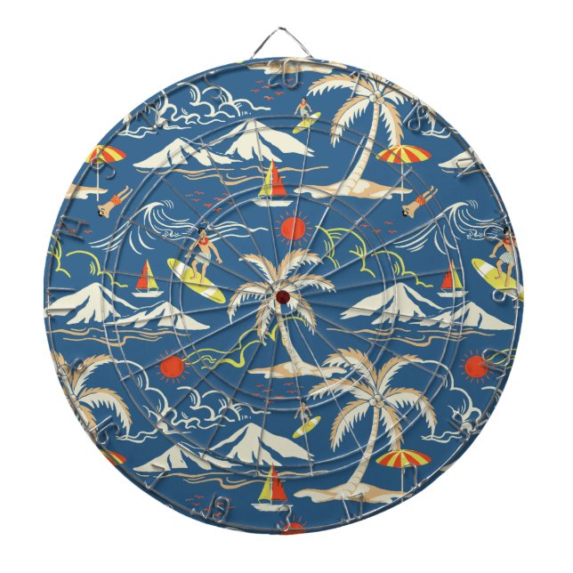 Retro Surf Tropical Pattern Dartscheibe (vorne)
