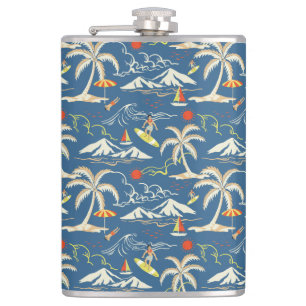 Retro Surf Tropical Pattern Flachmann