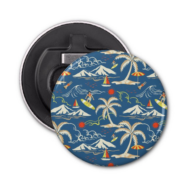 Retro Surf Tropical Pattern Flaschenöffner (Vorderseite)