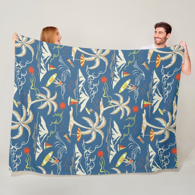 Retro Surf Tropical Pattern Fleecedecke (Beispiel)