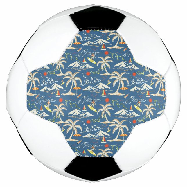 Retro Surf Tropical Pattern Fußball (Vorderseite)