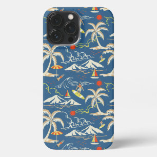 Retro Surf Tropical Pattern iPhone 13 Pro Max Hülle
