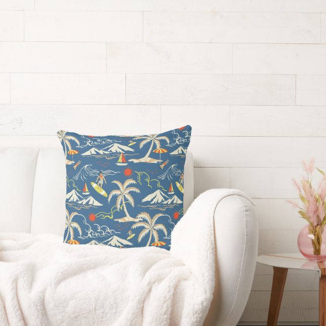 Retro Surf Tropical Pattern Kissen (Liege)