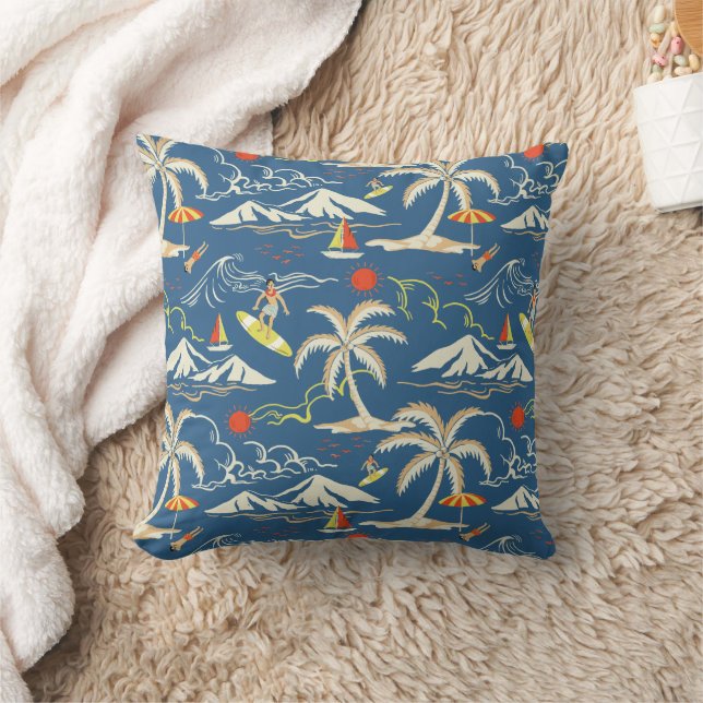 Retro Surf Tropical Pattern Kissen (Decke)