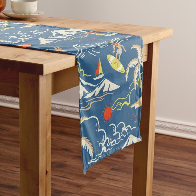 Retro Surf Tropical Pattern Mittelgroßer Tischläufer (Beispiel)