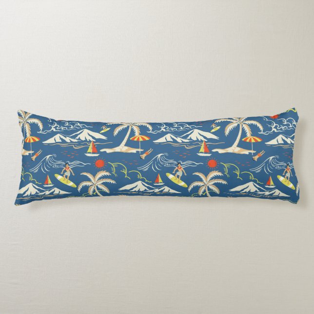Retro Surf Tropical Pattern Seitenschläferkissen (Vorderseite)