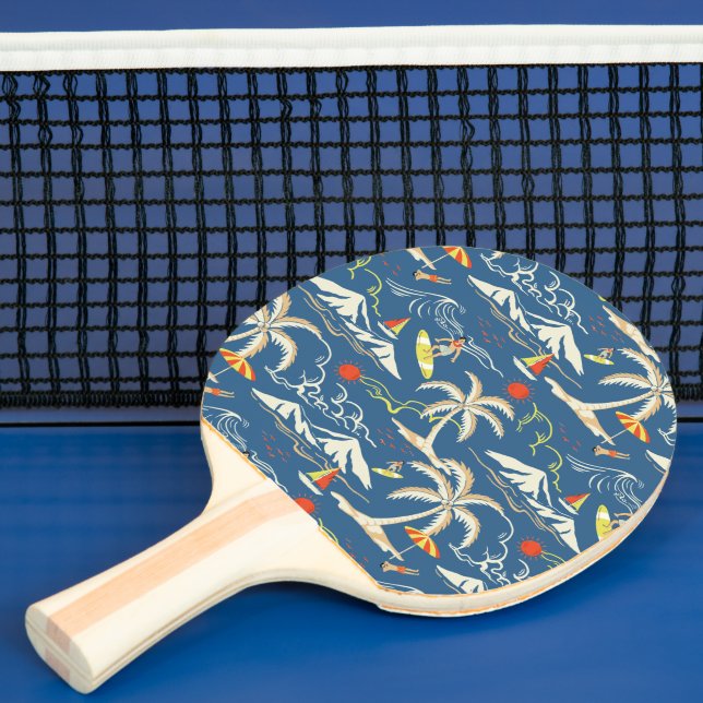 Retro Surf Tropical Pattern Tischtennis Schläger (InSitu)