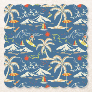 Retro Surf Tropical Pattern Untersetzer