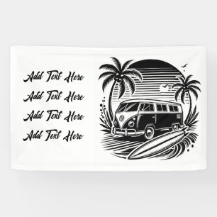 Retro Surf Van & Palm Trees Banner