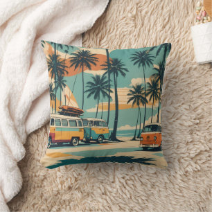 Retro-Surf-Van & Palmen Tropisch Kissen