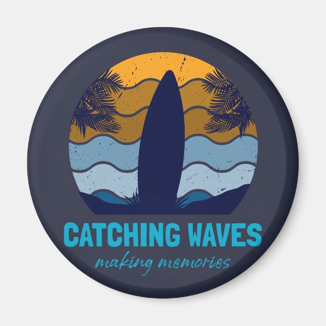 Retro Surfboard Beach Art Magnet (Vorne)