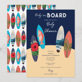 Retro Surfboards Baby on Board Baby Shower Einladung