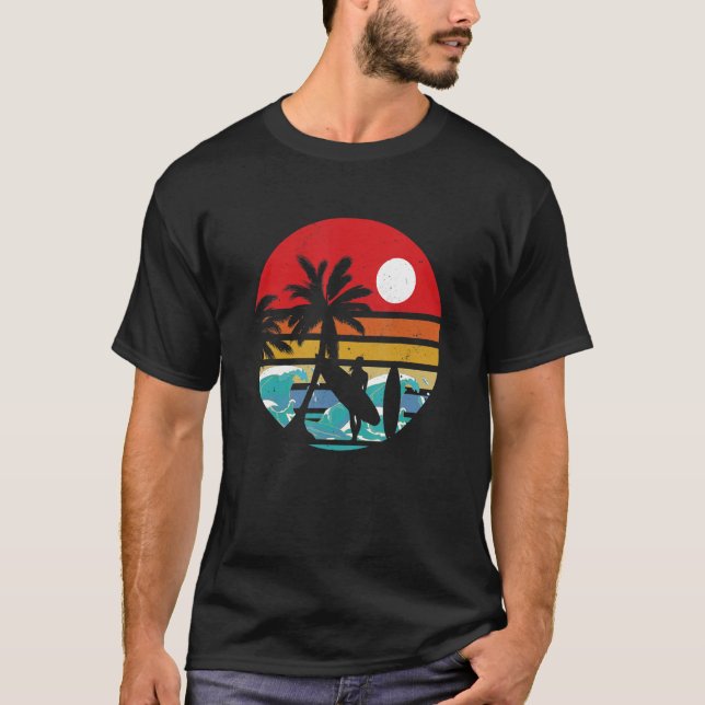 Retro Surfbrett Vintag Surfer T-Shirt (Vorderseite)