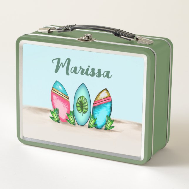 Retro-Surfbretter Metall Brotdose (Vorderseite)