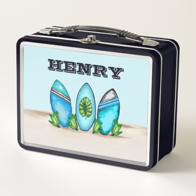 Retro-Surfbretter Metall Brotdose (Vorderseite)