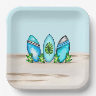 Retro-Surfbretter Pappteller