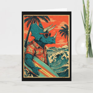 Retro Surfen Dinosaurier Hawaii Sommer Triceratops Karte