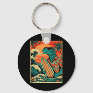 Retro-Surfen Tyrannosaurus Hawaiian Sommer Dinosau Schlüsselanhänger