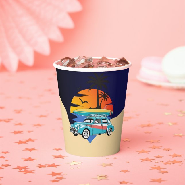 Retro Surfer Car Babydusche Pappbecher (Insitu)