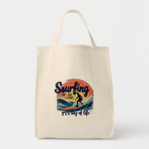 Retro-Surfer-Crew Tropical-Vibe Grafik-T-Shirt Tragetasche
