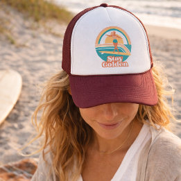 Retro Surfer Girl Bleib Golden Coastal Truckerkappe
