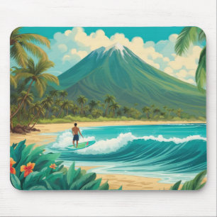 Retro Surfer in Hawaii Mousepad