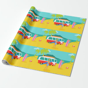 Retro Surfer-Paar-Packpapier Geschenkpapier