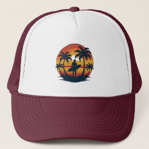 Retro-Surfer-T-Shirt – 70er Vintage-Sonnenuntergan Truckerkappe