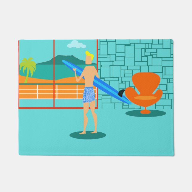 Retro Surfer Typ Door Mat Fußmatte (Vorderseite)