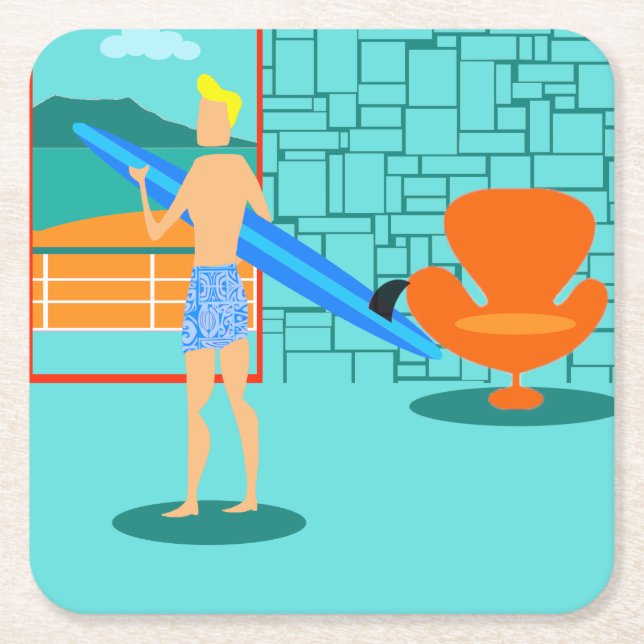Retro Surfer Typ Paper Untersetzer (Vorderseite)