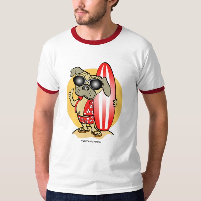 Retro-Surfin-Mops-T-Shirts T-Shirt (Vorderseite)