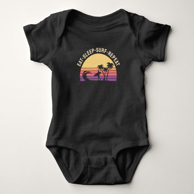 Retro Surfing Baby Strampler (Vorderseite)