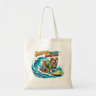 Retro-Surfing-Bulldog-Abenteuer - Vintage-Strand Tragetasche
