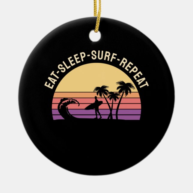 Retro Surfing Keramik Ornament (Vorne)