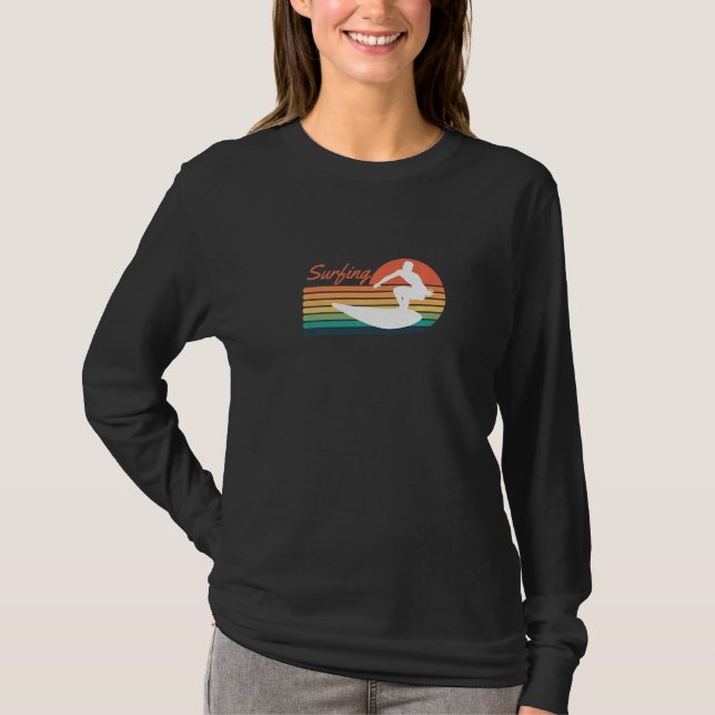 Retro Surfing Surfer Premium T-Shirt (Vorderseite)