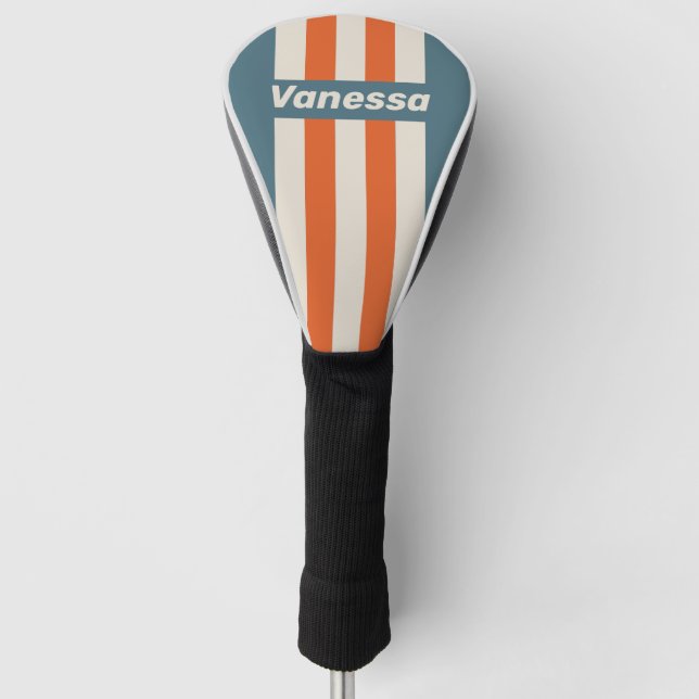 Retro-Surfside-Streifen mit Namen Golf Headcover (Vorderseite)