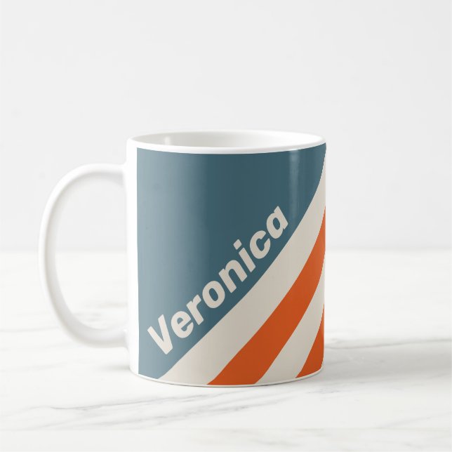 Retro Surfside Streifen mit Namen Kaffeetasse (Links)